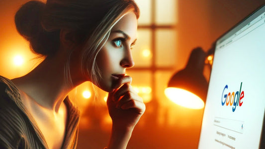 Image d'une femme recherchant des informations sur google