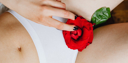 Bas de ventre d'une femme avec une rose